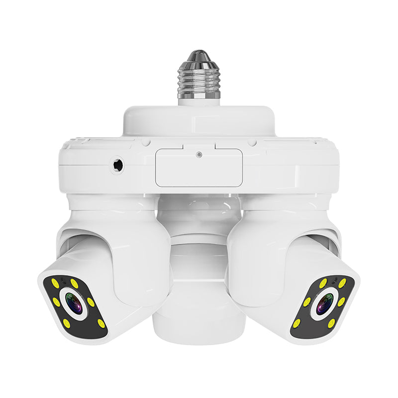 E27 3-Screen Lens 3-Pan-Tilt Rotation Security Camera, 360° No Blind Spot, Home Outdoor Use, IP66 Waterproof Rating,4G/5G Wi-Fi Network, Remote Viewing via Smartphone