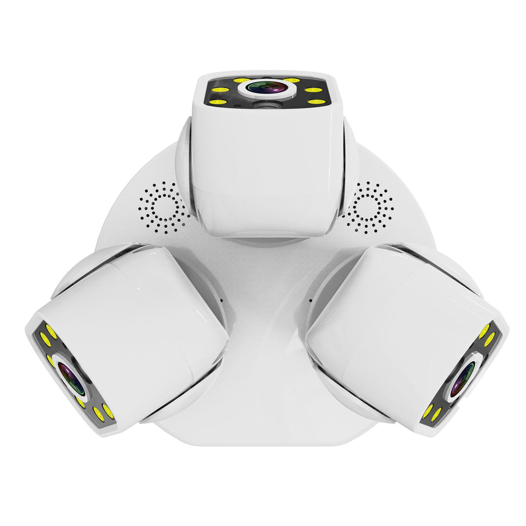 E27 3-Screen Lens 3-Pan-Tilt Rotation Security Camera, 360° No Blind Spot, Home Outdoor Use, IP66 Waterproof Rating,4G/5G Wi-Fi Network, Remote Viewing via Smartphone