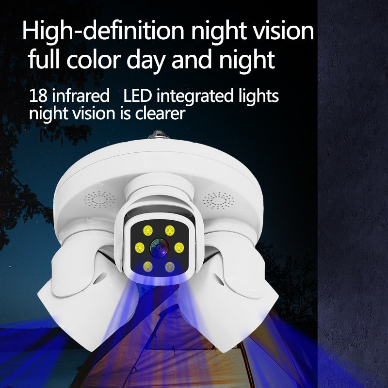 E27 3-Screen Lens 3-Pan-Tilt Rotation Security Camera, 360° No Blind Spot, Home Outdoor Use, IP66 Waterproof Rating,4G/5G Wi-Fi Network, Remote Viewing via Smartphone