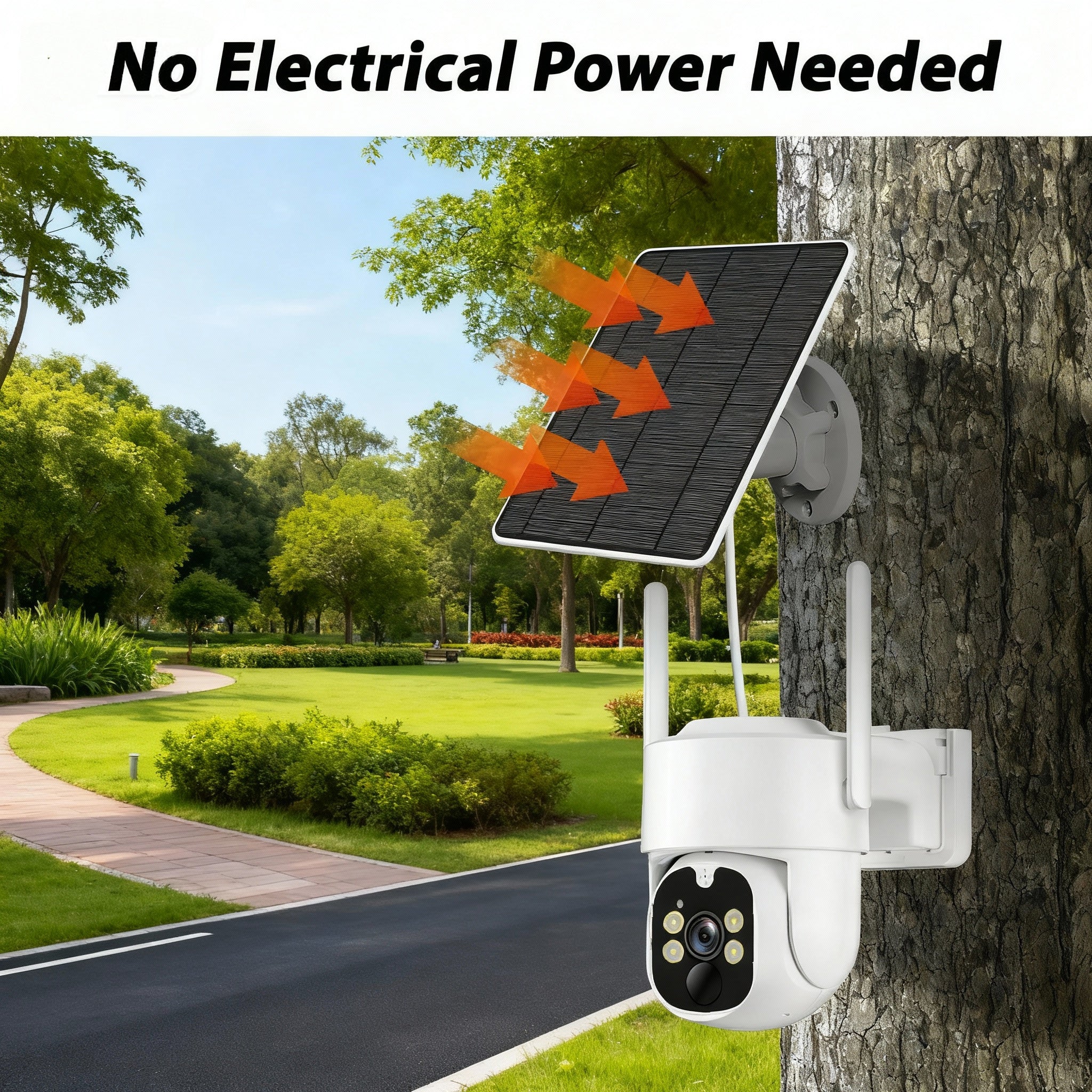 4G LTE Solar Camera - No Wi-Fi Network Needed, 3-Megapixel Ultra-Clarity, 360° Panoramic Pan-Tilt + Intelligent Detection, Automatic Tracking + Full-Color Night Vision, Ideal for Villa Estates/Ranches/Farms - Outdoor Waterproof Camera