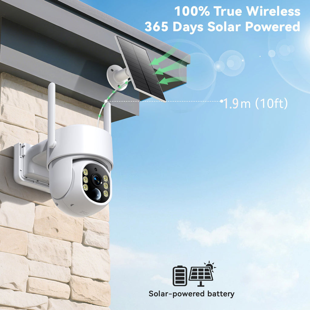 4G LTE Solar Camera - No Wi-Fi Network Needed, 3-Megapixel Ultra-Clarity, 360° Panoramic Pan-Tilt + Intelligent Detection, Automatic Tracking + Full-Color Night Vision, Ideal for Villa Estates/Ranches/Farms - Outdoor Waterproof Camera