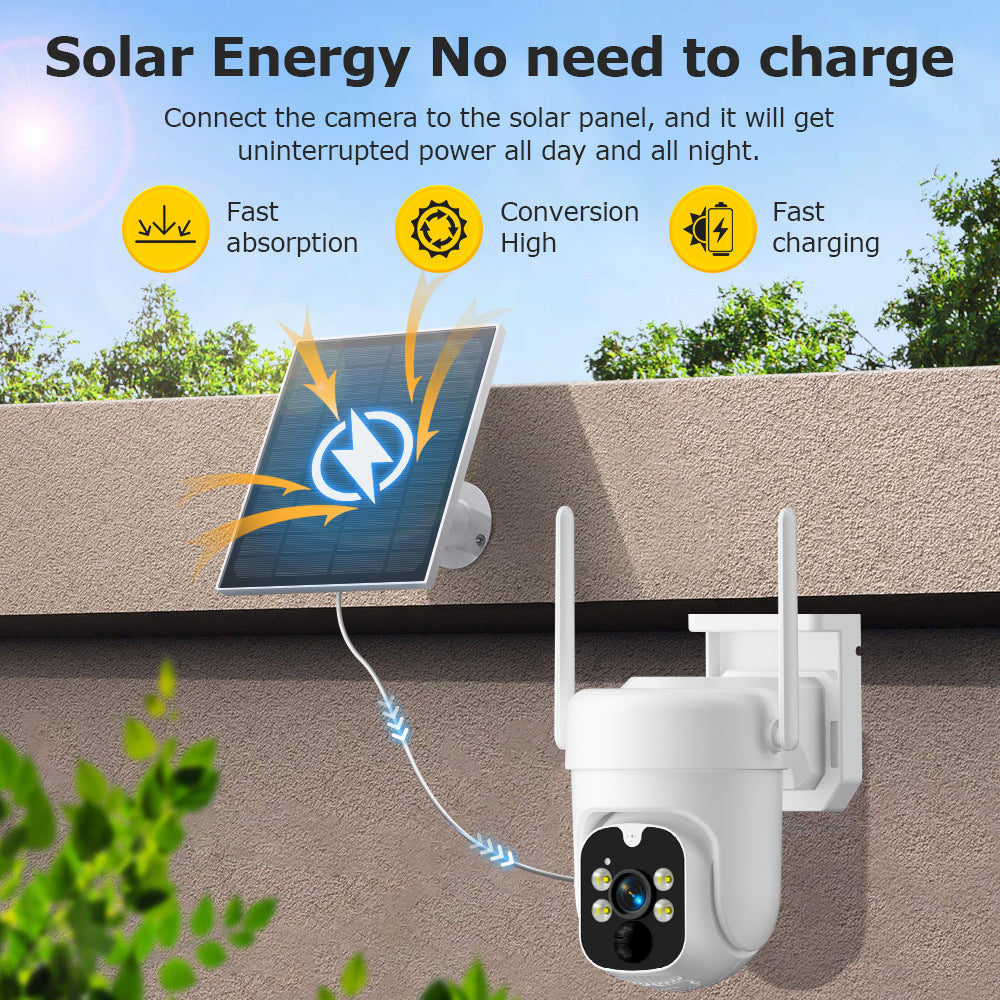 4G LTE Solar Camera - No Wi-Fi Network Needed, 3-Megapixel Ultra-Clarity, 360° Panoramic Pan-Tilt + Intelligent Detection, Automatic Tracking + Full-Color Night Vision, Ideal for Villa Estates/Ranches/Farms - Outdoor Waterproof Camera