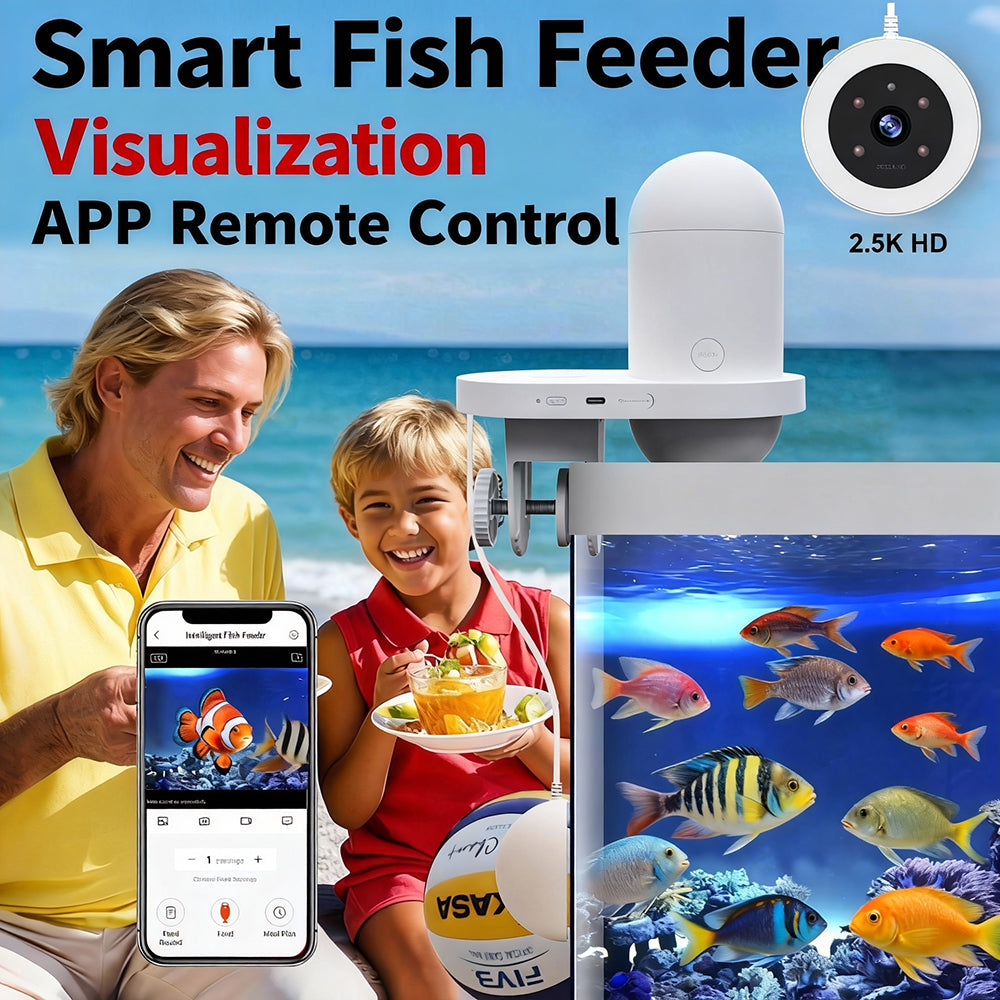 2.5K Smart WiFi Remote Monitoring Visual Fish Tank Automatic Feeder with Wide-Angle Camera