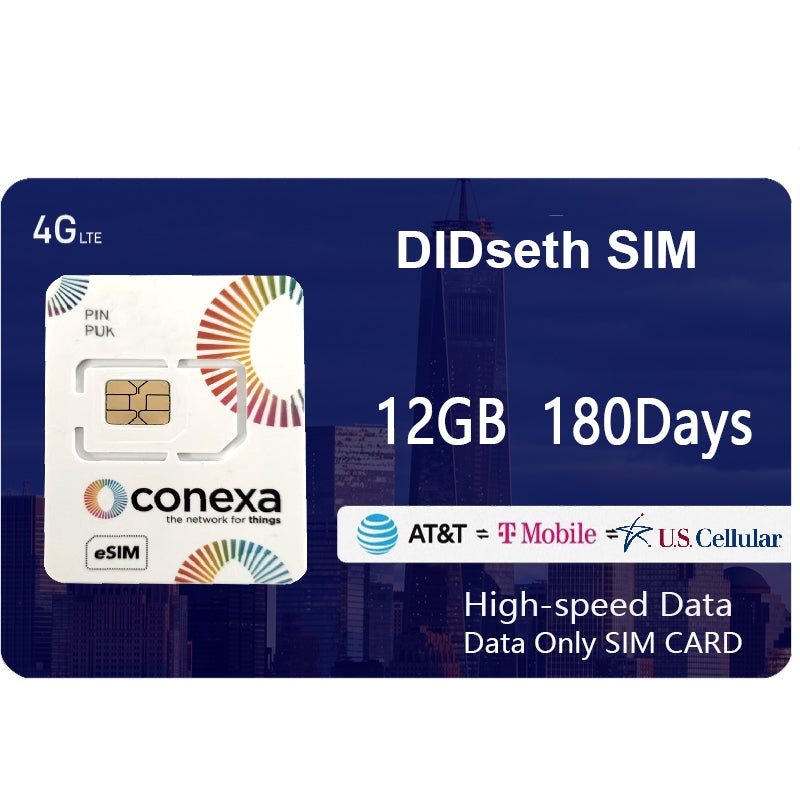 Data-Only SIM Card - 24GB for 180 Days, 4G US SIM Card Supporting AT&T, T-Mobile and US Cellular, Prepaid SIM Card Compatible with Security Cameras / GPS Trackers / Other Smart Devices, 3-in-1 SIM Kit