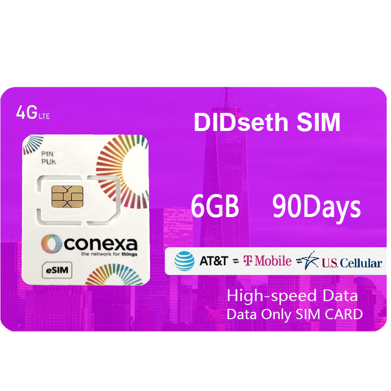Data-Only SIM Card - 6GB for 90 Days, 4G US SIM Card Supporting AT&T, T-Mobile and US Cellular, Prepaid SIM Card Compatible with Security Cameras / GPS Trackers / Other Smart Devices, 3-in-1 SIM Kit
