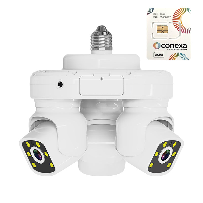 E27 3-Screen Lens 3-Pan-Tilt Rotation Security Camera, 360° No Blind Spot, Home Outdoor Use, IP66 Waterproof Rating,4G/5G Wi-Fi Network, Remote Viewing via Smartphone